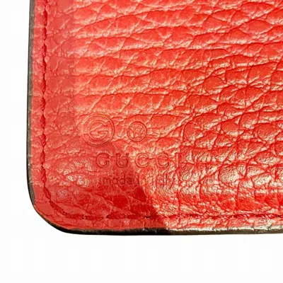 Pre-owned Gucci Red Color Leather Wallet (bi-fold) ()
