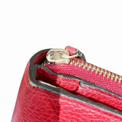 Pre-owned Gucci Red Color Leather Wallet (bi-fold) ()
