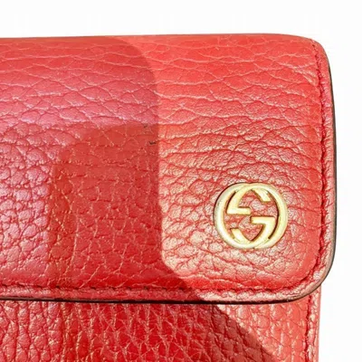 Pre-owned Gucci Red Color Leather Wallet (bi-fold) ()