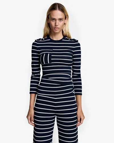Smythe Nautical Knit Top In Blue