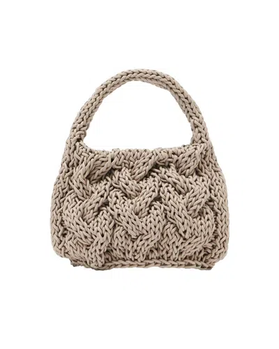 Jw Anderson Small Cable Knit Leather Top-handle Bag In Brown