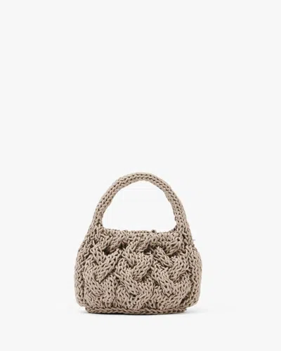 Jw Anderson Small Cable Knit Leather Top-handle Bag In Brown