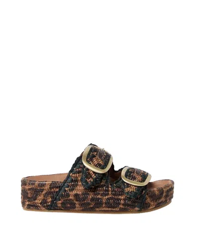 Loeffler Randall Theo Leopard-print Raffia Dual-buckle Slide Sandals In Leopard