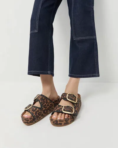 Loeffler Randall Theo Leopard-print Raffia Dual-buckle Slide Sandals In Leopard