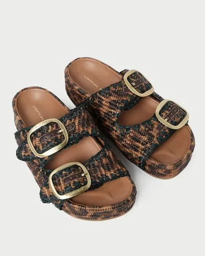 Loeffler Randall Theo Leopard-print Raffia Dual-buckle Slide Sandals In Leopard