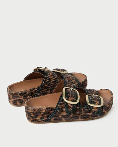 Loeffler Randall Theo Leopard-print Raffia Dual-buckle Slide Sandals In Leopard