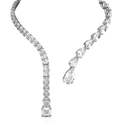 Swarovski Matrix Necklace Open Rhodium Shiny Crystal In Metallic