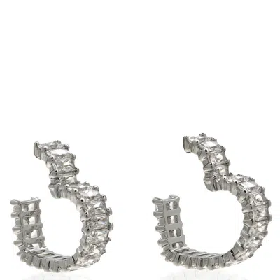 Swarovski Matrix Pierced Earrings Hoop Hrt S Rhodium Shiny White