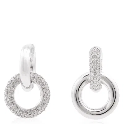 Swarovski Dextera Pierced Earrings Interlinked Rhodium Shiny Clear In Silver Tone