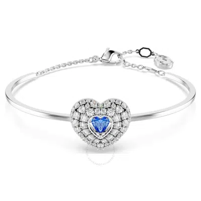Swarovski Hyperbola Soft Bangle Heart Rhodium Shiny Blue In Blue