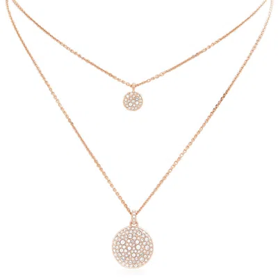 Swarovski Meteora Pendant Small Layer Rose Gold Shiny Crystal In Gold