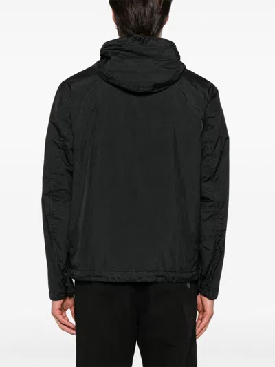 Stone Island Hooded Jacket Crinkle Reps R-ny In Black