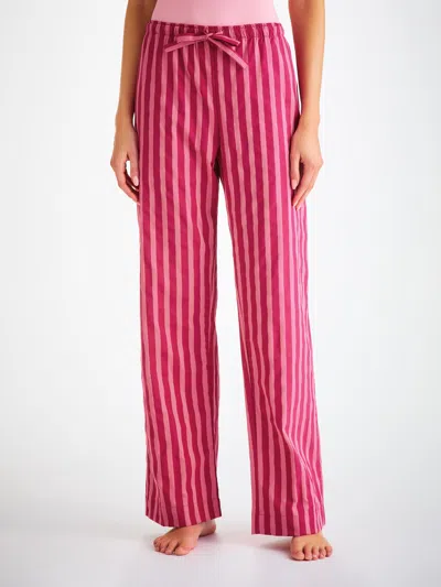 Derek Rose Women's Lounge Trousers Capri 25 Cotton Batiste Pink In Pink