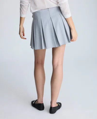 Kenneth Cole Box Pleat Mini Skort With Double Belt In Grey Dusk Melange