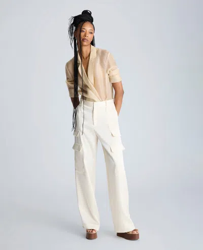 Kenneth Cole High Rise Fly Front Double Cargo Wide Leg Pants Pant In Multicolor