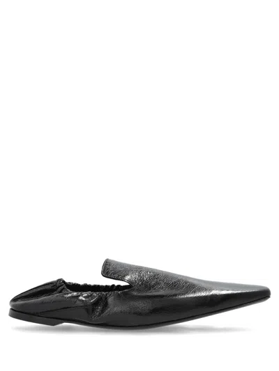 Totême Black Elastic-back Leather Loafers In Black 001