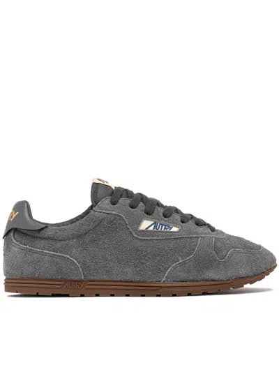 Autry Windspin Low Grey Sneaker With Logo On The Side And On The Heel In Suede Man In Gray