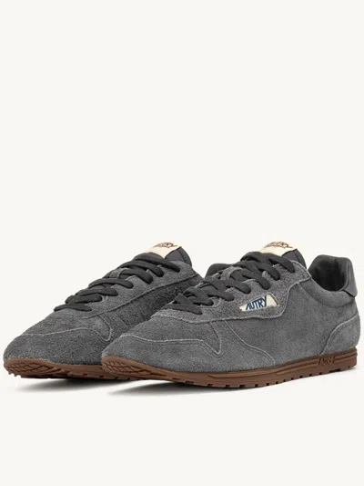 Autry Windspin Low Grey Sneaker With Logo On The Side And On The Heel In Suede Man In Gray