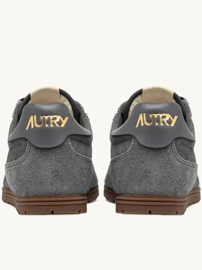 Autry Windspin Low Grey Sneaker With Logo On The Side And On The Heel In Suede Man In Gray