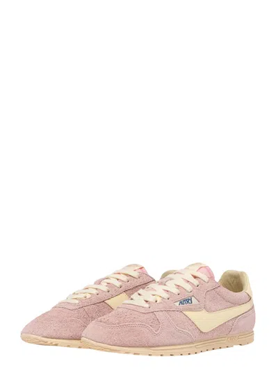 Autry 'windspin Low' Pink Sneaker With Logo On The Side And On The Heel In Multi