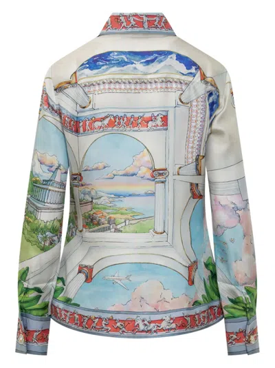 Casablanca Womens Le Passage Cuban-collar Silk Shirt