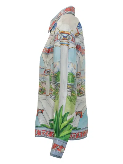 Casablanca Womens Le Passage Cuban-collar Silk Shirt