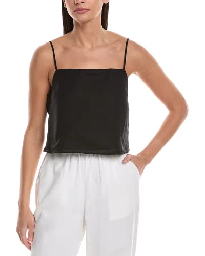 Onia Air Linen-blend Square Neck Tank In Black