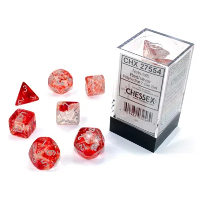 Chessex Manufacturing Cube Luminary Nebula Dice Red & Silver - Set Of 7