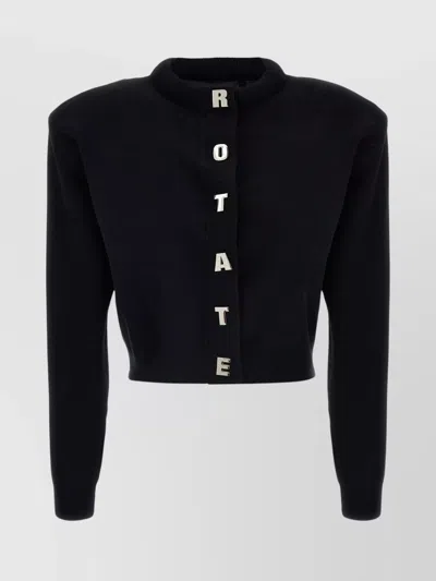 Rotate Birger Christensen Rotate Cropped Cotton Cardigan With Metal Logo Detail