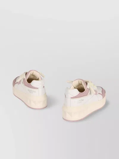 Valentino One Stud Leather Sneakers With Chunky Sole In Multi