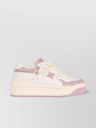 Valentino One Stud Leather Sneakers With Chunky Sole In Multi
