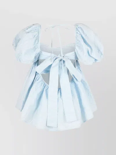 Cecilie Bahnsen Blouse With Gathered Back And Puff Sleeves In Blue