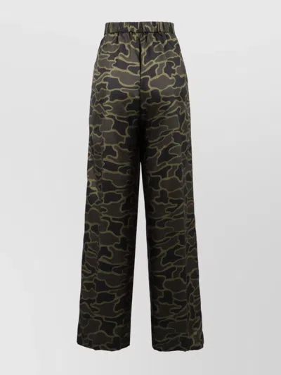 Aspesi Silk Trousers With Camouflage Print And Wide Leg