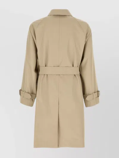 Burberry Gabardine Car Coat With Belt And Buckle In Beige