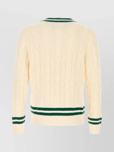 Polo Ralph Lauren Pull Col V En Coton In White