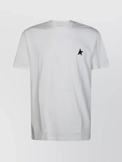 Golden Goose White T-shirt With Round Neck And One Star Logo Print On The Front In Cotton Man