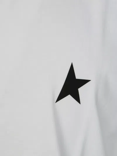 Golden Goose White T-shirt With Round Neck And One Star Logo Print On The Front In Cotton Man