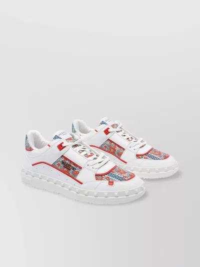 Valentino Garavani Leather Freedots Sneakers Panels Patterned In White