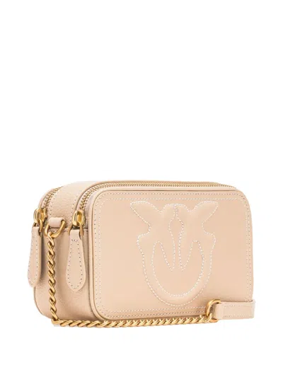 Pinko Small Crossbody Bag With Raised Love Birds Logo In Pink