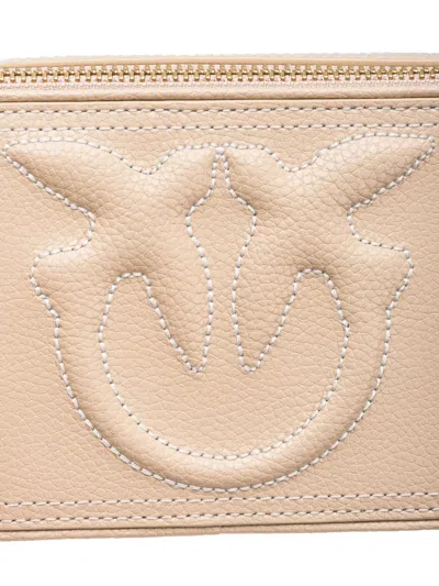 Pinko Small Crossbody Bag With Raised Love Birds Logo In Pink