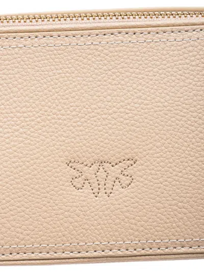 Pinko Small Crossbody Bag With Raised Love Birds Logo In Pink