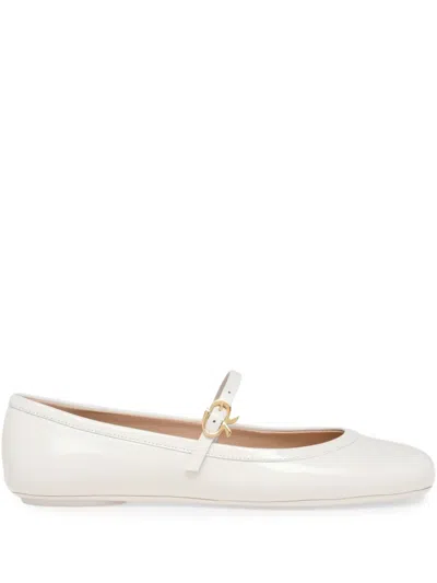Gianvito Rossi Carla Leather Ballet Flats In White