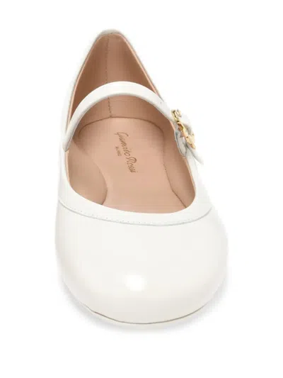 Gianvito Rossi Carla Leather Ballet Flats In White