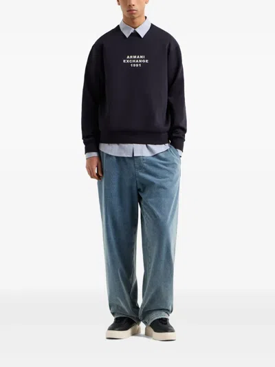 Armani Exchange Logo-detail Sweatshirt In Blue