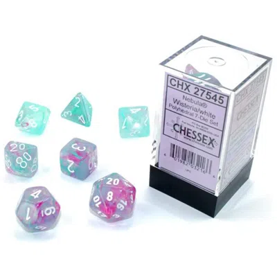 Chessex Manufacturing Cube Luminary Nebula Dice, Wisteria White - Set Of 7