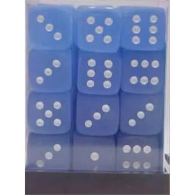 Chessex Manufacturing 27806 12 Mm Frosted Blue With White Numbers D6 Dice Set Of 36