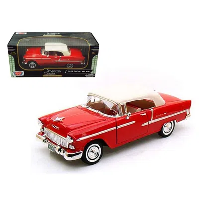 Motormax 1955 Chevrolet Bel Air Convertible Soft Top Red 1-18 Diecast Car Model