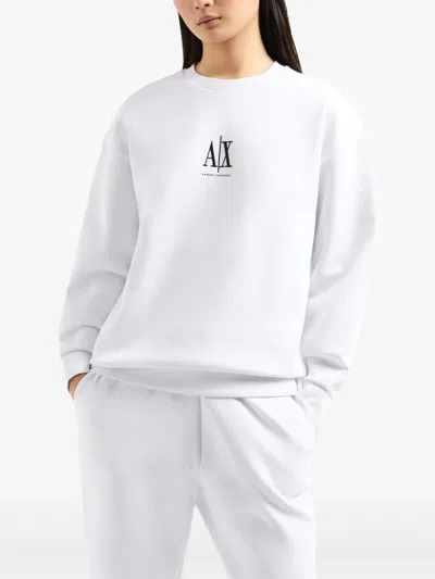 Armani Exchange Logo-embroidered Sweatshirt In White
