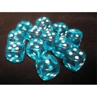 Chessex Manufacturing 23615 16 Mm Teal With White Translucent D6 Dice Set Of 12