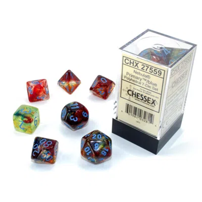Chessex Manufacturing Cube Luminary Nebula Dice, Primary Turquoise - Set Of 7